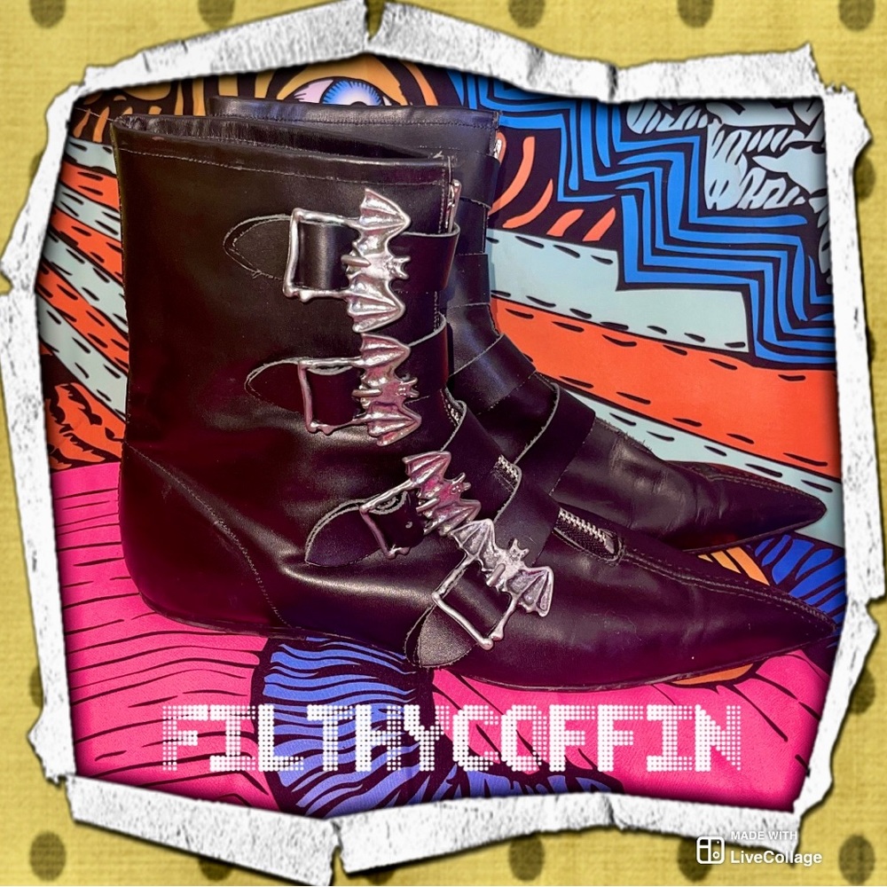 Vintage Gothic winklepicker BAT PIKES London 80s 90s Original cult.boots goth 7